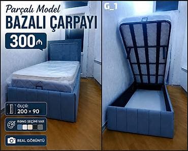 tek dolablar: Parçalı model bazalı çarpayı - Ölçü: 200 × 90 sm - Bazalı — 1