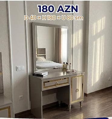 женский туалетный столик: Vizaj/tuvalet masası güzgü ilə - Qiymət: 180 AZN - Ölçülər: Dərinlik — 1