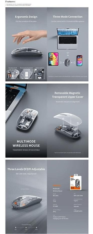 hp printer skaner: RECCI Space Capsule RCS-M01 multimod simsiz siçan - Üç rejimli — 2