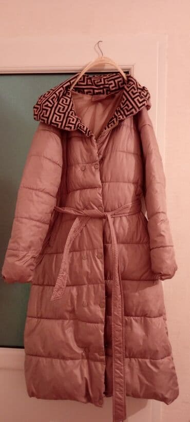 iç geyim: Qadın uzun şişmə palto - Rəng: pudra/çəhrayı ton - Model: beldən — 1