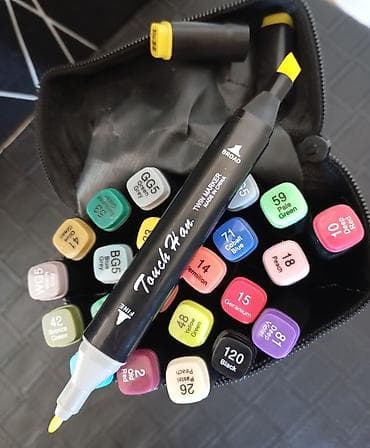 Təzə Spirt əsaslı ikiucu markerlər dəsti – 24 rəng Təzə flomasterler