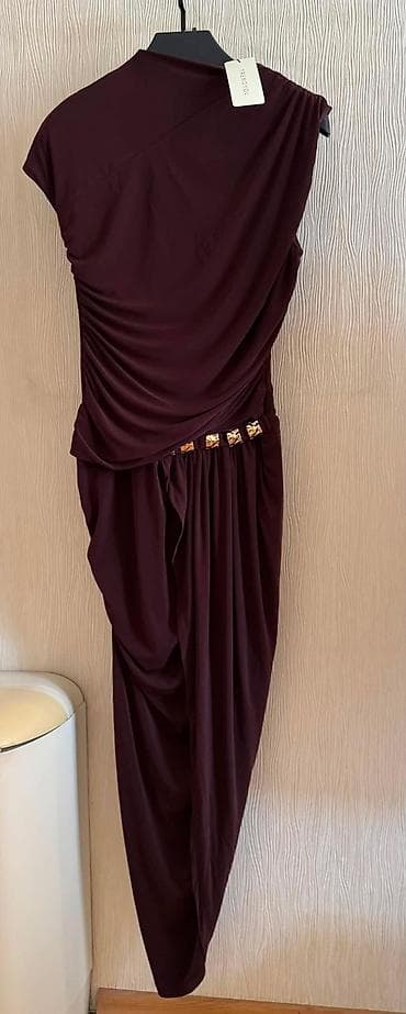 drap palto: Trendydol brendli qadın donu - Rəng: tünd bənövşəyi (burgundy) - — 2