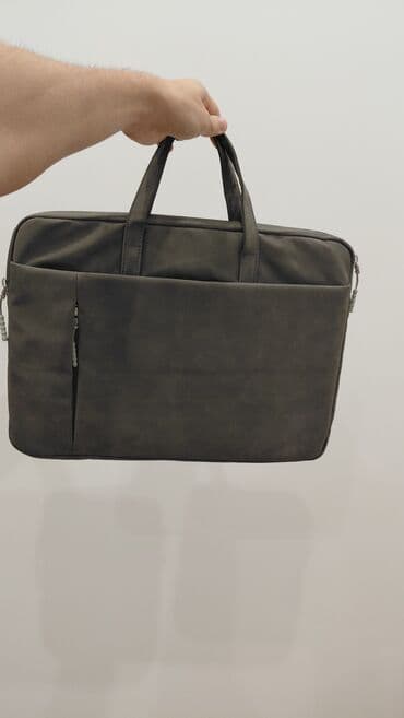 сумка для ноутбука: Yüngül və zərif laptop çantası - Rəng: tünd boz/şifer - Material — 1
