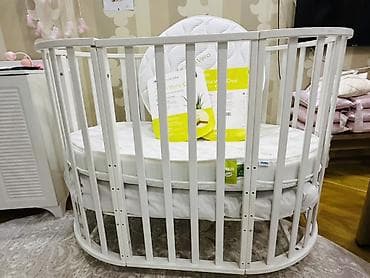 beşiyi: Oğlan və qız üçün, İşlənmiş, Yumru, Beşik, Dəstsiz, Matras ilə, Yellənmə mexanizmsiz — 2