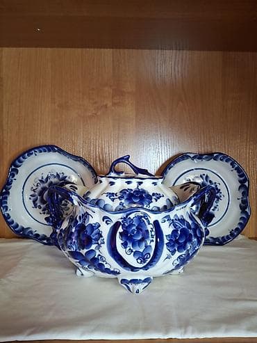 Çay dəsti, rəng - Göy, Keramika — 8
