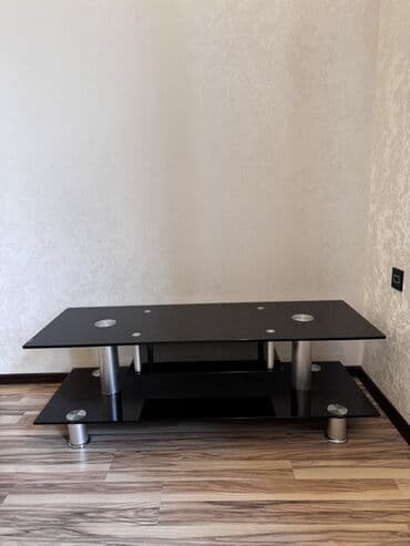 стеклянная подставка под телевизор: Düz TV altlığı, Polkalı, Şüşəli — 2