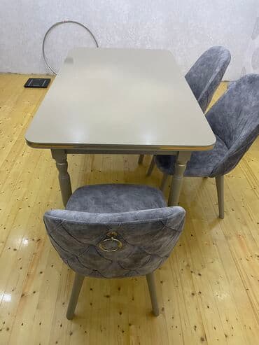 ortopedik oturacaq: Qonaq otağı üçün, İşlənmiş, Açılan, Dördbucaq masa, 8 stul — 5