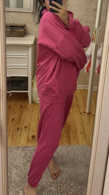 женские спортивные костюмы на синтепоне: Məhsul: Qadın idman dəsti - Rəng: Parlaq çəhrayı - Dəst: Kapüşonlu — 3