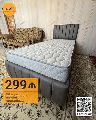 carpayı matras: Təknəfərlik çarpayı, Bazalı, Matras ilə, Siyirməsiz — 1