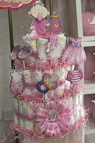 shaxta baba: Qız uşağı üçün “Diaper Cake” – bəzəkli bez tortu 90+ pampers islenib — 1