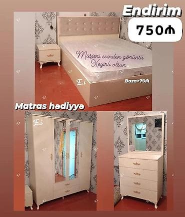 Yataq Dəsti - 750AZN💥 ✔️Rəng seçimi var ✔️Dolab ölçüsü 200x160x47 — 3