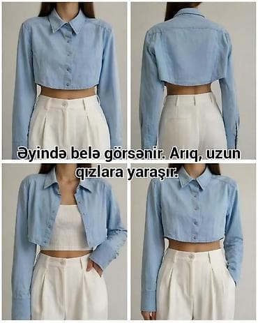 Личные вещи: ZARA Cropped Denim Köynək – Light Blue. Tiktpk @brandsecondhand_baku — 2