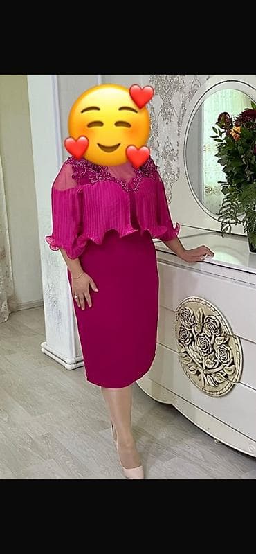 Zərif ziyafət/nişan üçün qadın donu – fuksiya rəngi - Model: bədəndə — 1