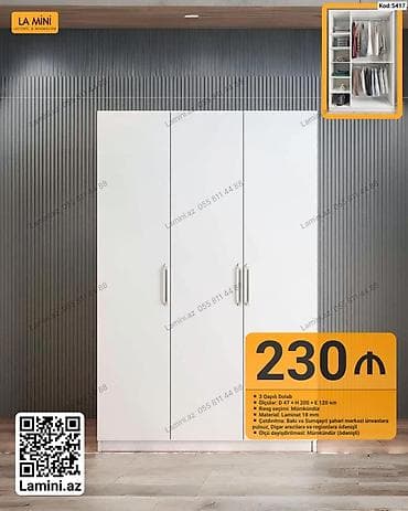 3 qapılı dolab – Kod: 5417 - Ölçü: hündürlük 200 sm, en 120 sm — 1