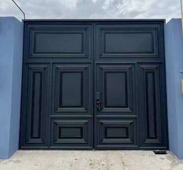 жер тошок: Железо Дворовые ворота, Распашные, 3 м, Механические, С дверью, цвет - Голубой, Нет кредита, Платная установка, Платная доставка — 33