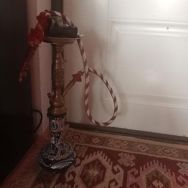 Nərgilə (şişa) dəsti - Klassik dizaynlı, bürünc gövdə və oyma naxışlı