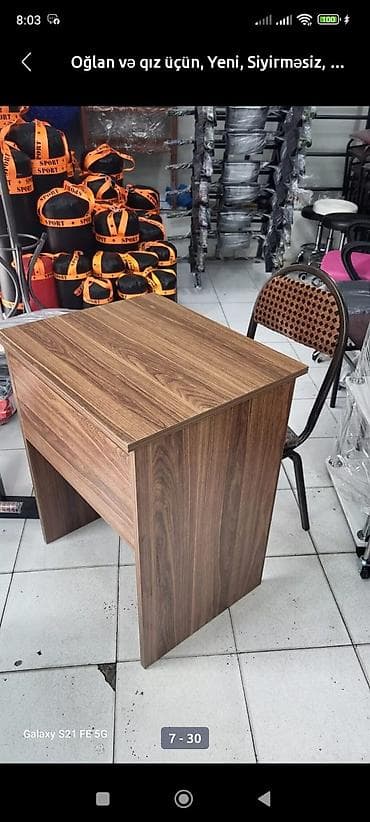 kompüter masa: Dördbucaq masa, Stulsuz, Polkasız, Siyirməsiz, Türkiyə, Sadə laminat — 8