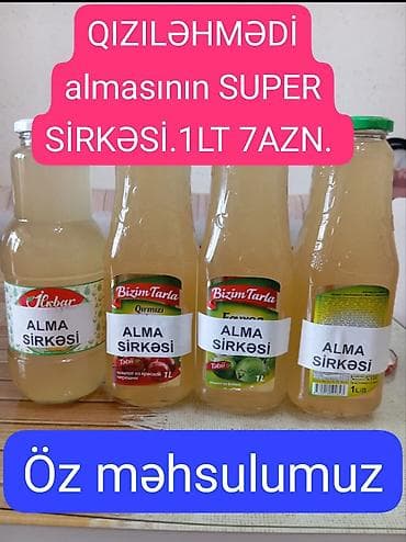 Qızıləhmədi sortundan hazırlanmış təbii alma sirkəsi - Həcmi: 1 litr