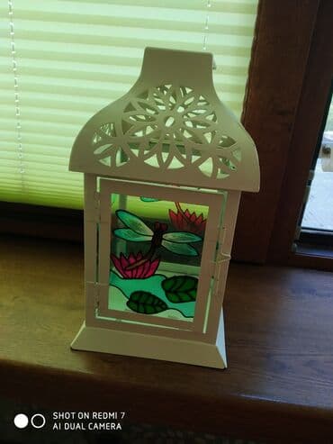 богемское стекло: Фонарь с витражным стеклом — 1