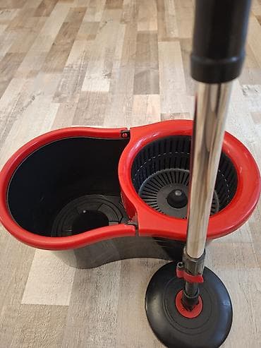 mop dəsti: Spin mop və vedrə dəsti - İki bölməli vedrə: biri su üçün, digəri — 6