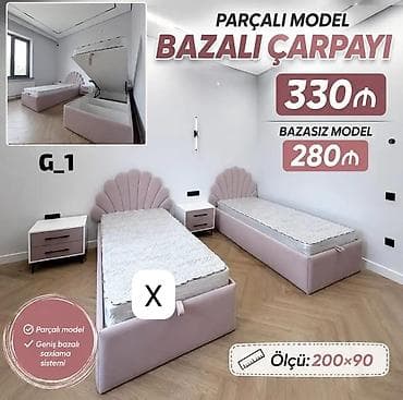 intex matras: Parçalı model bazalı çarpayı – ölçü: 200×90 - Yumşaq başlıq dizaynı — 1
