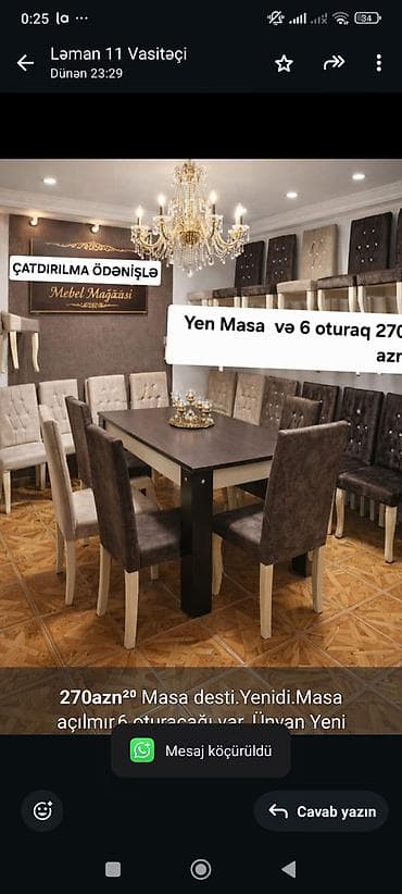 *270azn²⁰* Masa desti.Yenidi.Masa açılmır,6 oturacağı var. Ünvan Yeni — 1