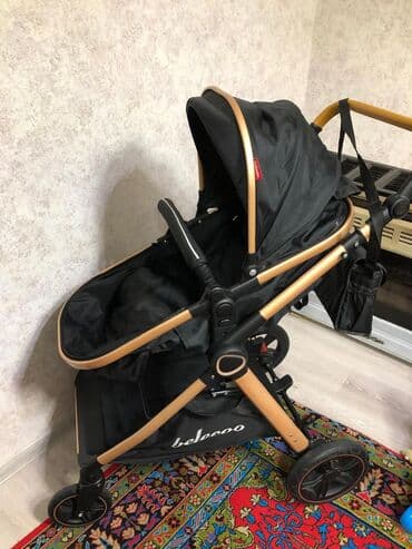 usaq gelinliyi: Bələcoo uşaq arabası – qara rəng, qızılı/şampan tonlu alüminium şassi — 2