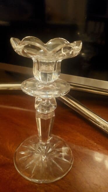 samdamlar: Şüşə/ Kristal şamaltı (şamdan) - Material: şəffaf şüşə/kristal - — 1