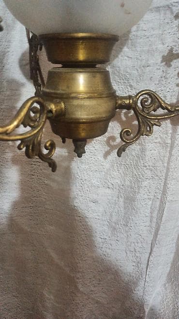 antik stullar: Antik asma şamdan-lampa - Material: bürünc gövdə və dekorativ döymə — 5
