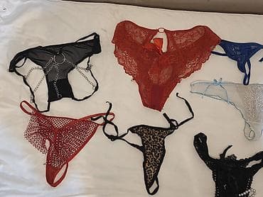 kətan paltar: Qadın lingerie seti – müxtəlif string və tanga alt paltarı — 6