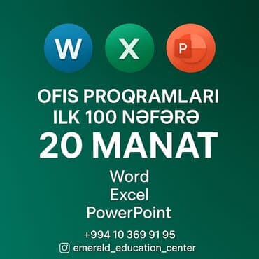 Kompüter kursları: Kompüter kursu: Microsoft Windows, Microsoft Office, Evə gəlməklə, Onlayn, Fərdi