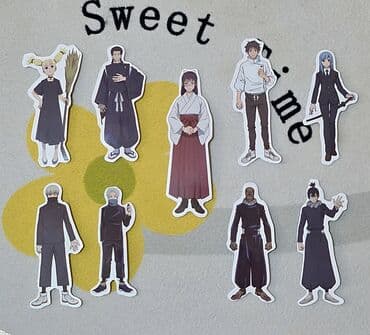 maşın üçün led: Anime personajlarının təsvir olunduğu stikerlər dəsti. Bu stikerlər — 9