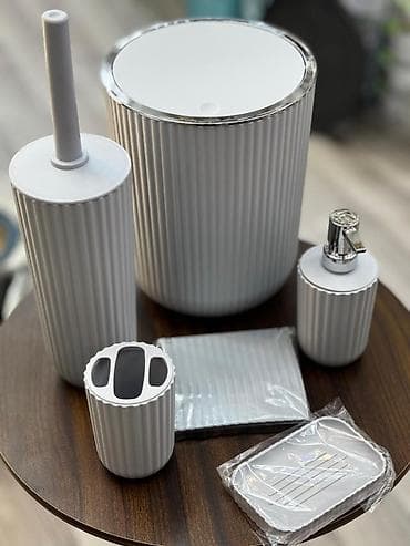 hamam skaflari: Vanna otağı aksesuar dəsti – 6 parça, zərif rellefli dizayn Dəstə — 3