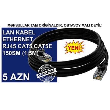 5g modem router: Kabel "Lan Ethernet RJ45 CAT 5/CAT 5E 1,5m" MƏHSULLAR TAM ORİGİNALDIR — 1