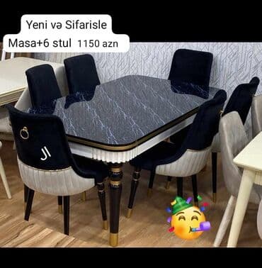 Masa ve oturacaqlar stol stul 6 stulla qonaq otaqi mebeli