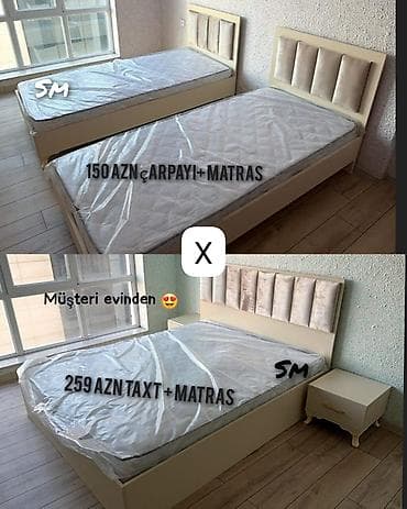 Mebel: Yataq mebeli dəsti – çarpayı və taxt variantları - Rəng: krem/bez - — 1