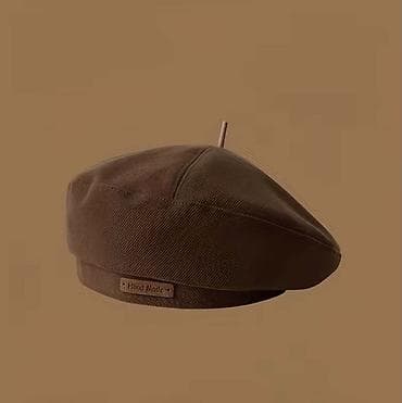 papaq panda: Klassik fransız üslubunda qəhvəyi beret papaq - Material: yumşaq, sıx — 1