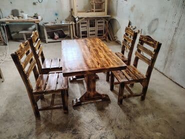 дачный набор стол и стулья: Dördbucaq masa, Stullar ilə, 4 nəfər, Açılmayan — 1