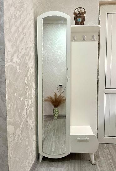 1 qapı, Güzgülü, Ağ, Digər material, Açılan, Düz dolab