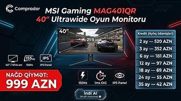 msi az: 🔥 MSI Gaming MAG401QR 40" Ultrawide Oyun Monitoru! 🔥 Tamamilə YENİ və — 1