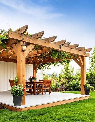 barı ağac var b: Bağ üçün taxta pergola - Material: təbii ağac (möhkəm konstruksiya — 6