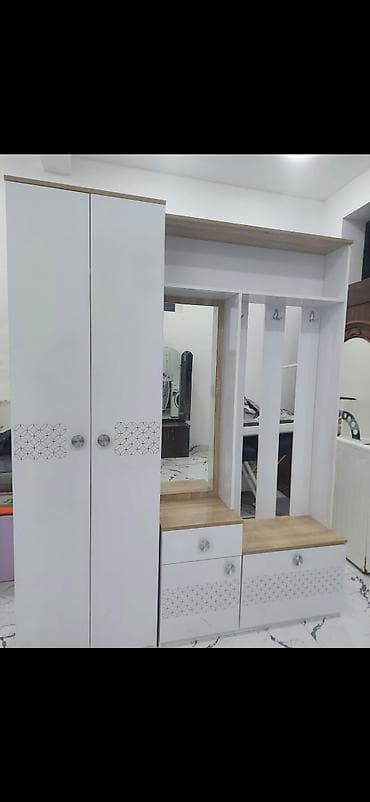 acarlı şkaf: 2 qapılı, Güzgülü, Ağ, Digər material, Açılan, Düz dolab — 1