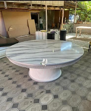 Qonaq masası, Yeni, Açılmayan, Mərmər, Yumru masa