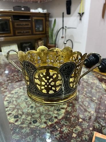 cay servis: Çay dəsti, rəng - Qızılı, Metal — 2