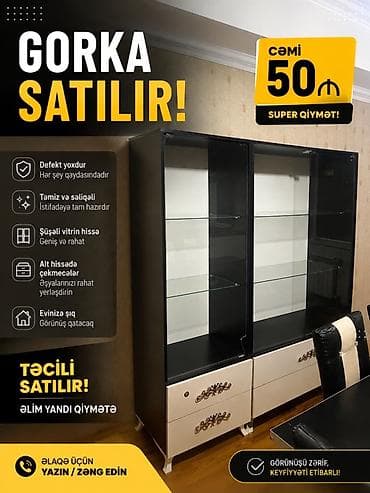 Gorka vitrin - Şüşəli vitrin hissə – geniş və rahat yerləşdirmə