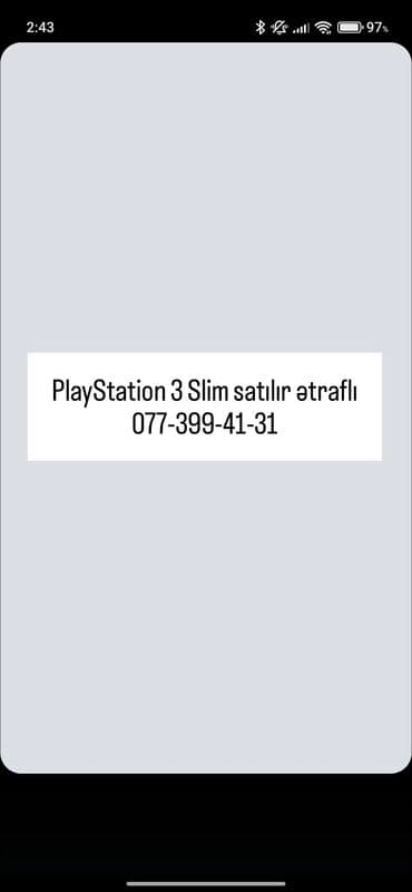 Информатика: PlayStation 3 Slim satılır.(AŞAĞI YERİ VAR) Xüsusiyyətlər: - Kompakt — 1