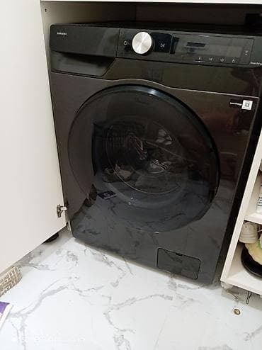 Samsung paltaryuyan maşın – ön yükləməli, qara rəngli, şüşə lyuklu