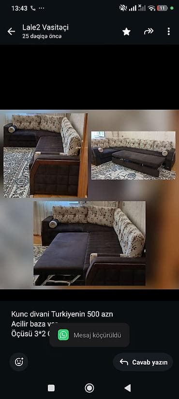şaxda baba: Kunc divani Turkiyenin 500 azn Acilir baza var Öçüsü 3*2 Oturacaq — 1