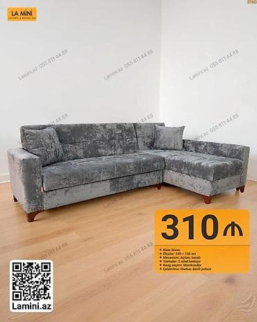 Ev üçün mebel: Künc divan – La Mini - Ölçülər: 240 × 150 sm - Mexanizm: Açılan — 1