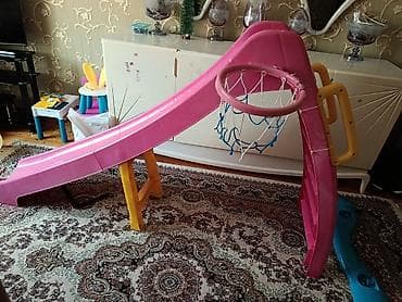 детская водная горка: Uşaq oyun komplekti – slayd və basketbol səbəti ilə - Material — 2